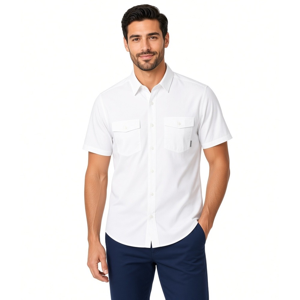 Columbia OMNI Shade Woven Shirt White L Vented Back Chest Pockets Fishing Button